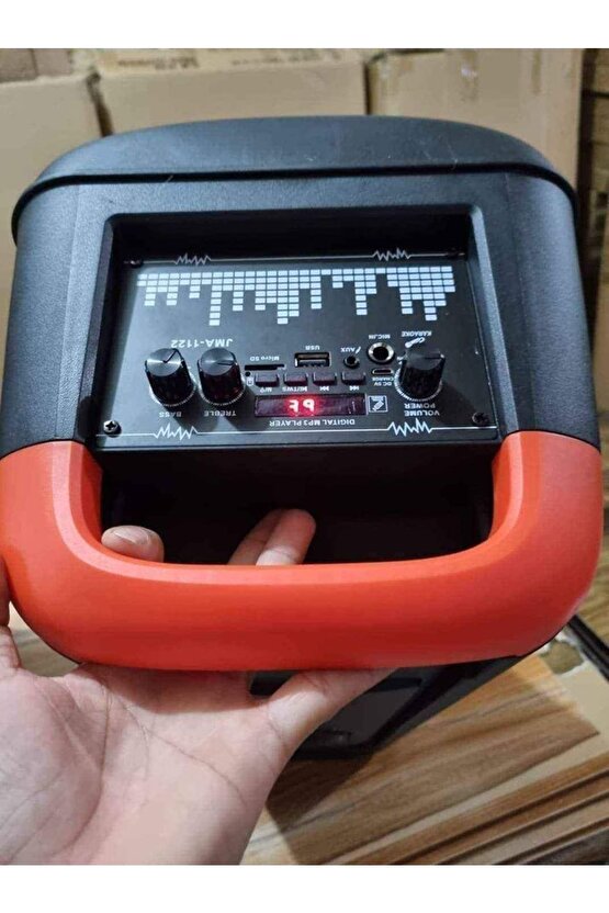 Party Box Bluetooth Hoparlör Büyük Boy Taşınabilir Şarjlı Kablosuz Hoparlör + Karaoke Mikrofon