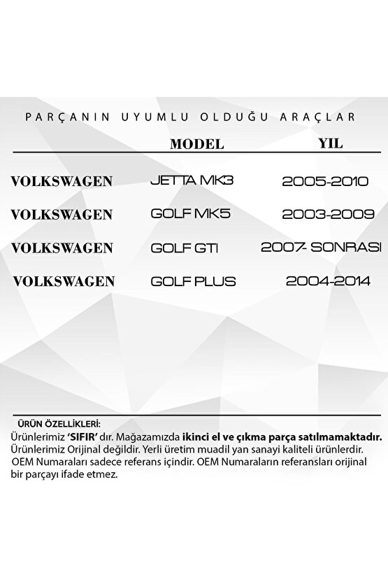 Volkswagen Jetta 3, Golf 5 Için Ön Kapı Içten Açma Teli