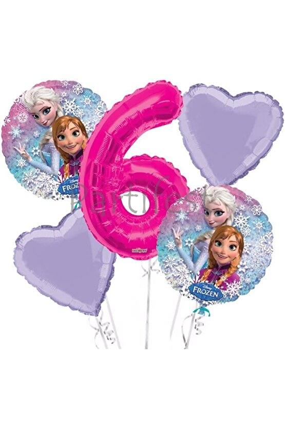 Frozen Balon Set Karlar Ülkesi Folyo Balon Set Konsept Doğum Günü Set 6 Yaş Balon