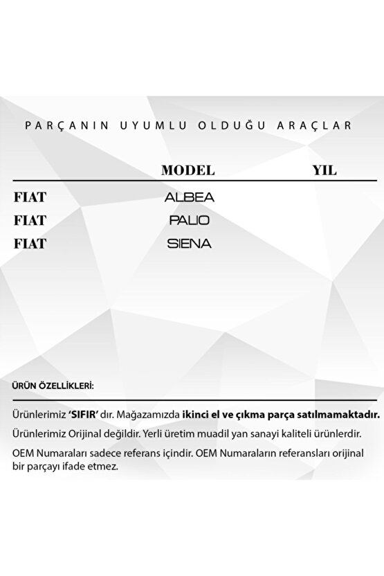 Fiat Palio, Siena, Albea Için Güneşlik Ayağı -koyu Renk- 2li