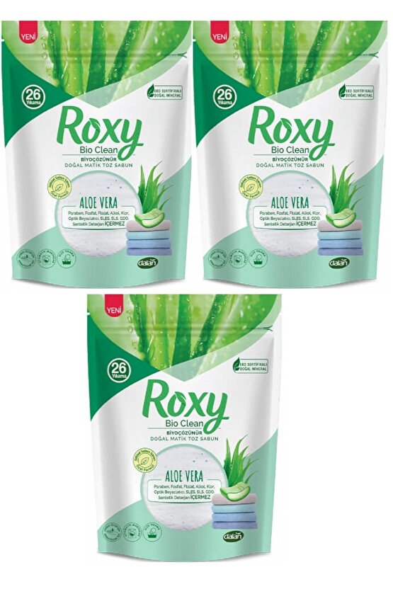 Roxy Bio Clean Doğal Matik Toz Sabun Aloe Vera 800 Gr 3 Adet