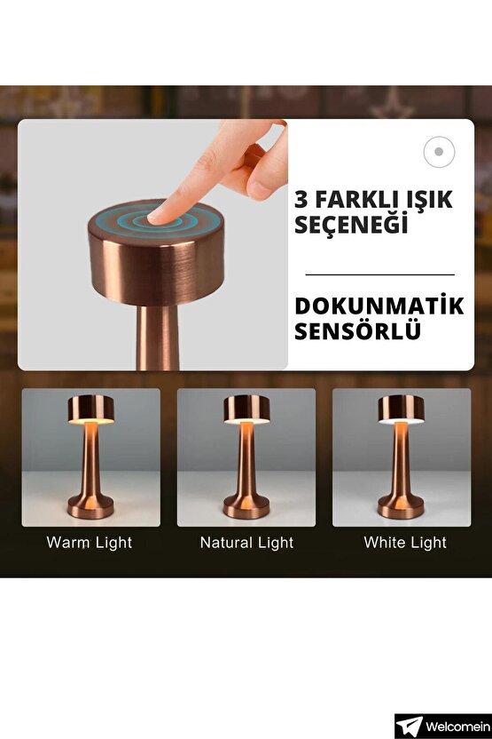 Modern Tasarımlı Estetik Dokunmatik Sensörlü LED Profesyonel Şarjlı Masa Lambası Dekoratif