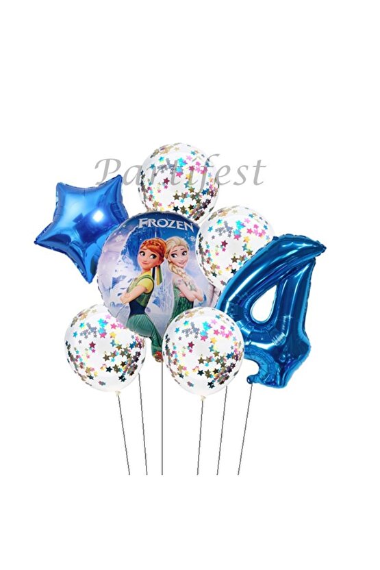 Frozen Balon Set Karlar Ülkesi Folyo Balon Set Konsept Doğum Günü Set 4 Yaş Balon