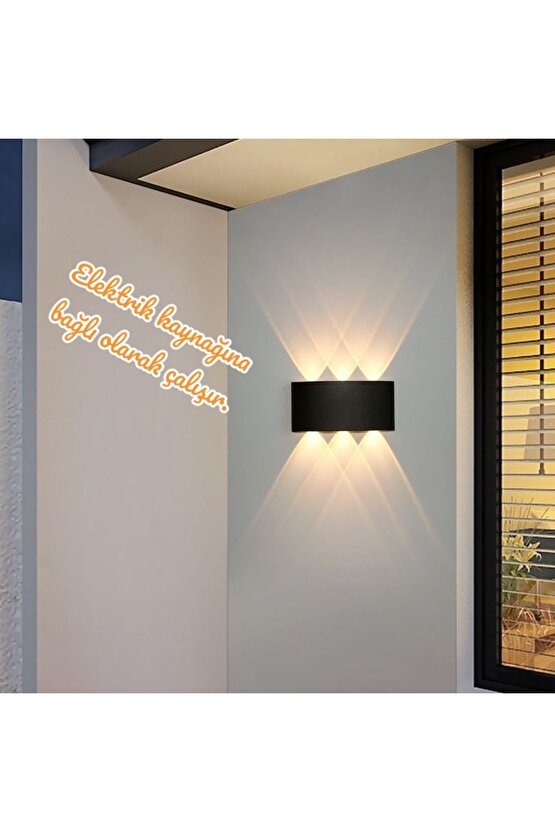 Alüminyum Kasa, 6 Watt Günışığı Ledli İç ve Dış Mekan Işık Desenli Aplik, Bahçe, Balkon, Salon Aplik