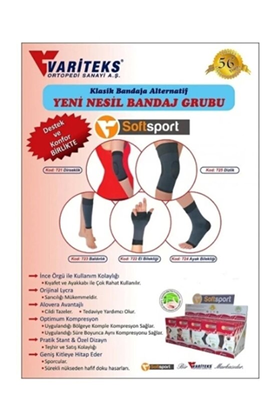 Variteks Softsport Elastik Örme Ayak Bilekliği 28-33 Cm Xlarge