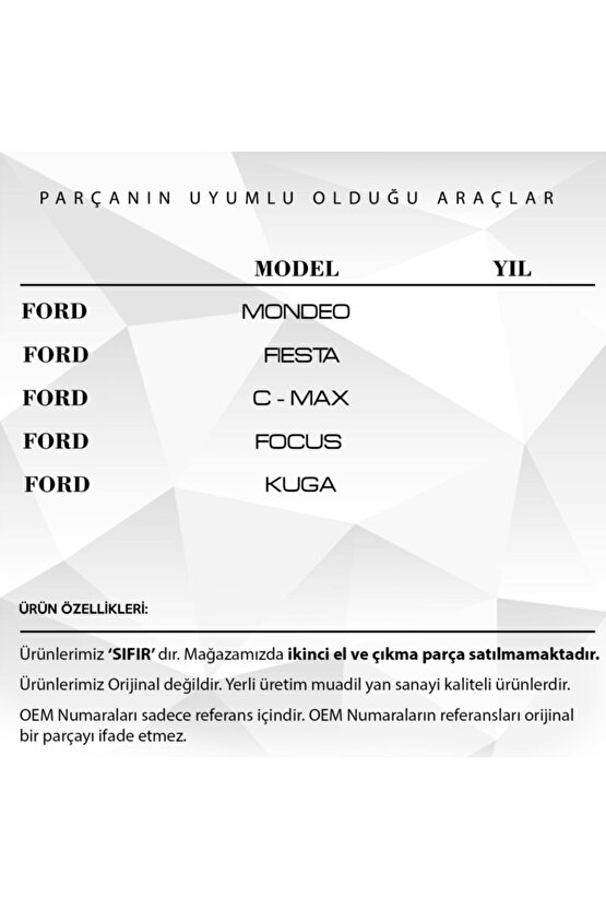 Fiesta, Focus, Mondeo, Kuga, C-max Için Tavan Anten Çubuğu