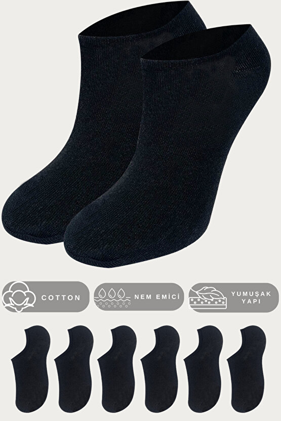 Kadın - Erkek - Unisex Düz Desen (6 ÇİFT) Pamuklu Beden Mevsimlik Terletmez Görünmez Çorap