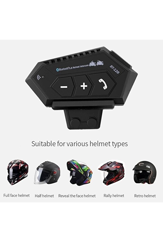 Motosiklet Kask Bluetooth Kulaklık Interkom Su Geçirmez Kablosuz Mikrofonlu Çift Kulaklık Eşleşme