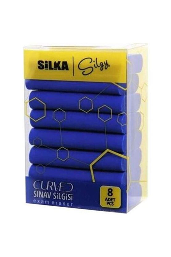 Silgy 8li Curved Mavi Sınav Silgi Seti