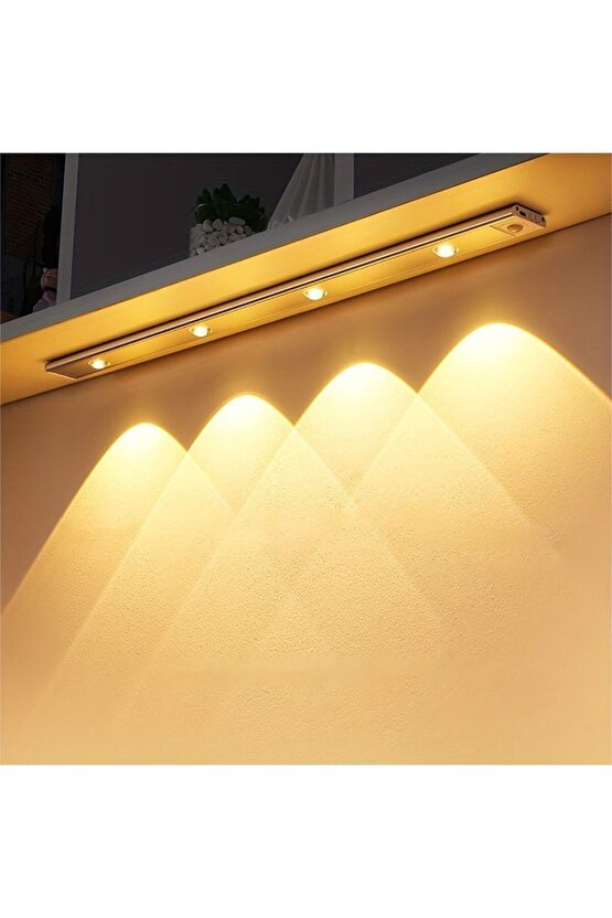 60 Cm, Sensörlü, Şarjlı, 3 Işık Renkli, Alüminyum Kasa, Işık Desenli, Çok Amaçlı Modern Led Aplik