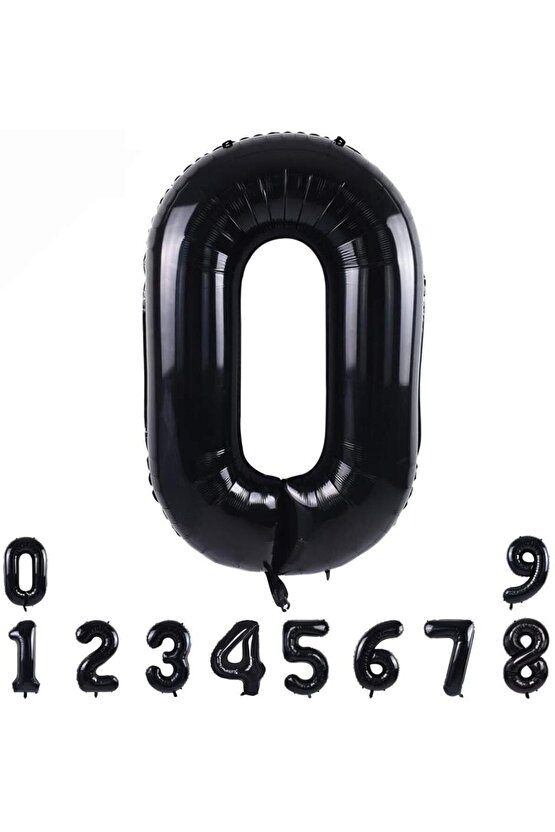 Siyah Rakam Balon Folyo 0 Yaş Rakam Balon 76cm (34 Inc Helyum Uyumlu)