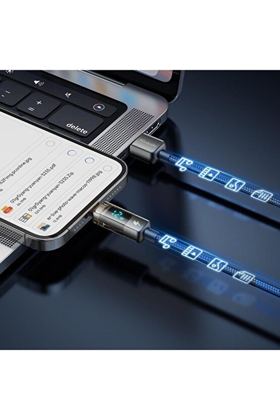 CA-3620 Dijital Ekranlı iPhone İçin Şarj & Data Kablosu 1.2m - Siyah