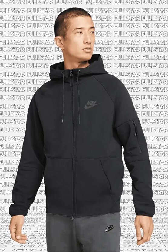 Sportswear Fleece Full Zip Hoodie Kapüşonlu Unisex Sweatshirt Siyah