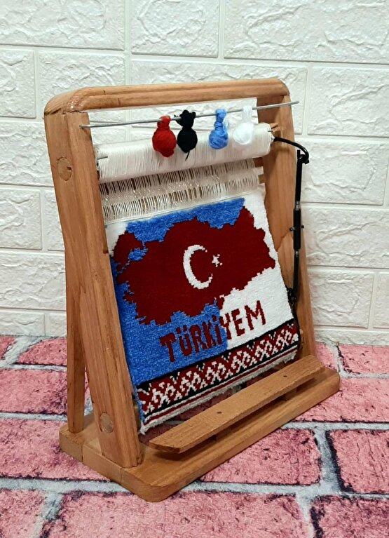 100tel Türkiye Haritası Motifli El Dokuması Hediyelik Minyatür Halı