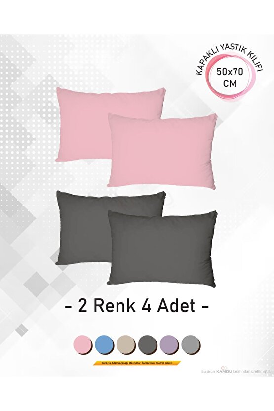 4lüSet Renkli | 50x70cm | Ranforce Comfort Kapaklı Yastık Kılıfı