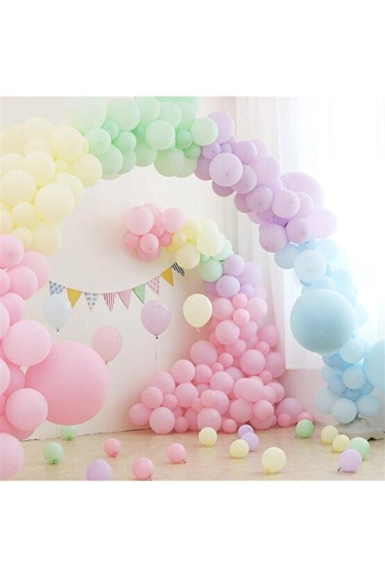 Balon Set Makaron (2 Adet 7 Li Balon Standı + 100 Makaron Renkler Balon + 5 Metre Balon Zinciri )
