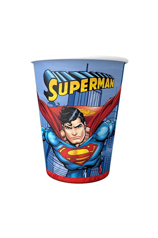 Superman Kağıt Bardak 8 Adet Superman Konsept Doğum Günü Parti Malzemeleri