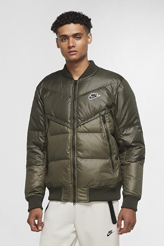 Sportswear Down-fill Windrunner Mens Sport Bomber Kaz Tüyü Haki Mont