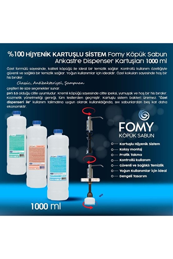 Classic Köpük Sabun El Yüz Vücut Ankastre 1000 ml