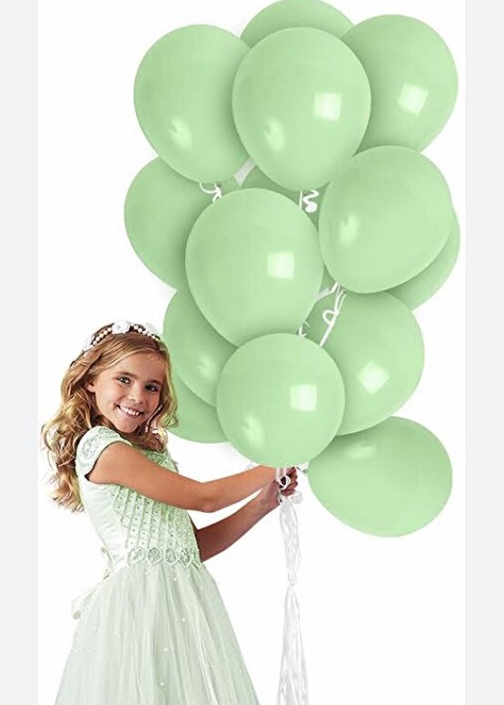 Makaron Balon 12 inç  YEŞİL  Renk 10 Adet