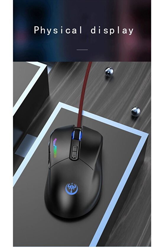 Profesyonel Rgb Led Işıklı Oyuncu Mouse 800-3200 Ayarlanabilir Dpi Gaming Mouse