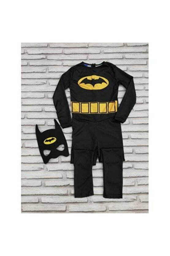 Unisex Çocuk Siyah Kara Şövalye Kostüm Pelerinli Batman Kostümü