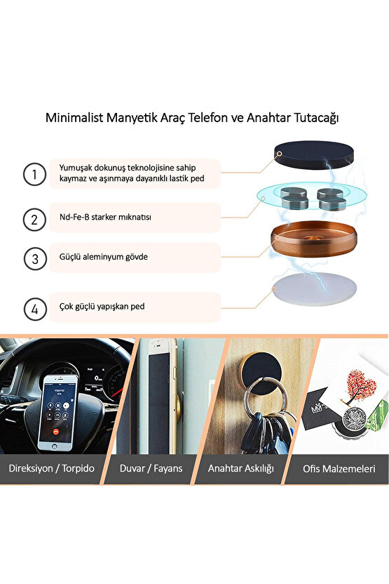 Çok Amaçlı Minimalist Manyetik Akıllı Telefon ve Aksesuar Tutucu