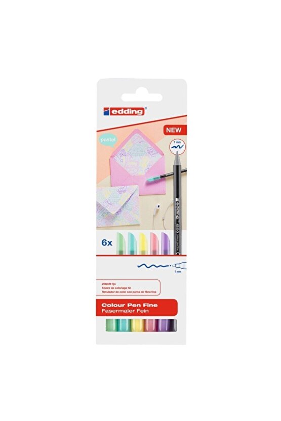 6lı Set Pastel Renkler 1200 Ince Uçlu Keçeli Kalem Grafik Kalemi