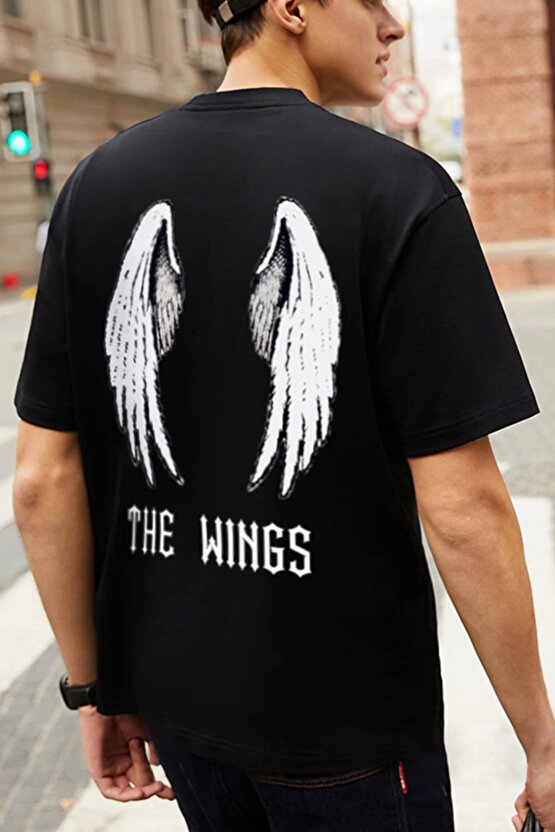The Wings Melek Kanat Baskılı Oversize Tshirt
