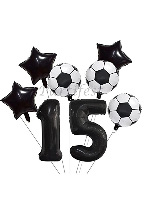 Futbol Konsept 15 Yaş Balon Set Maç Konsept Doğum Günü Set Yaş Balon Set