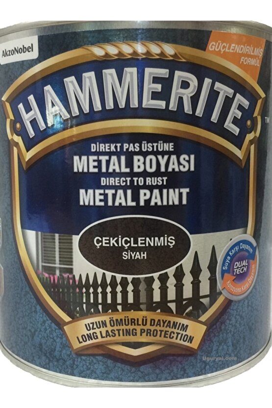 Hammerite Direkt Pas Üstü Çekiçlenmiş Metal Boyası Siyah 2.5 Lt