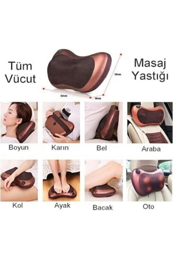 Tüm Vücut Için Çift Motorlu Ovmalı Yoğurmalı Çok Amaçlı Masaj Yastığı Kemeri Bel Boyun Omuz Sırt