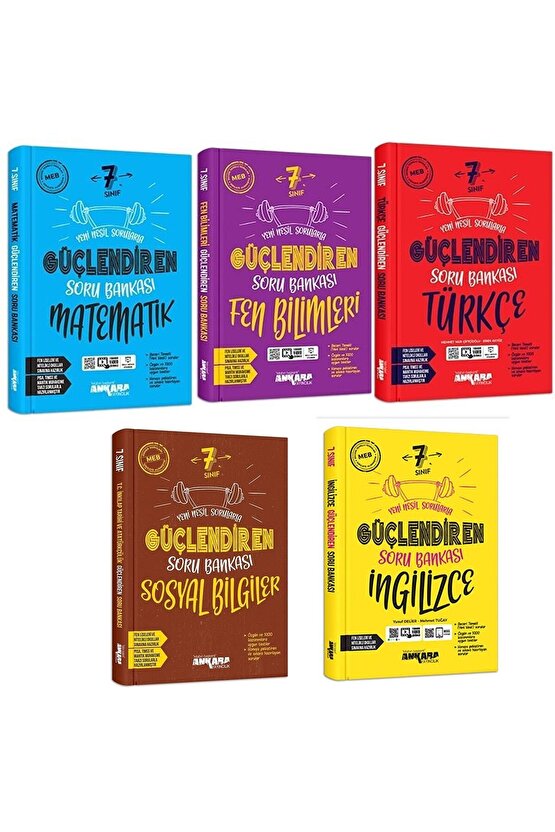 Ankara 7. Sınıf Güçlendiren Matematik Fen Türkçe Sosyal Ingilizce Soru Bankası Seti 2023 (5 Kitap)