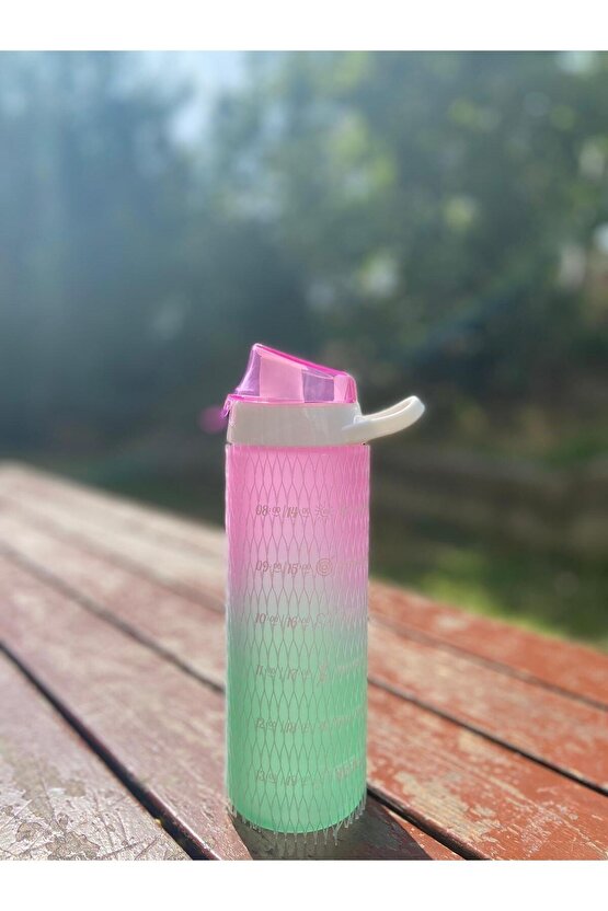 Motivasyonel Su Matarası Su Şisesi Suluk Tutmaçlı Düğmeli BPA İÇERMEZ 750 Ml