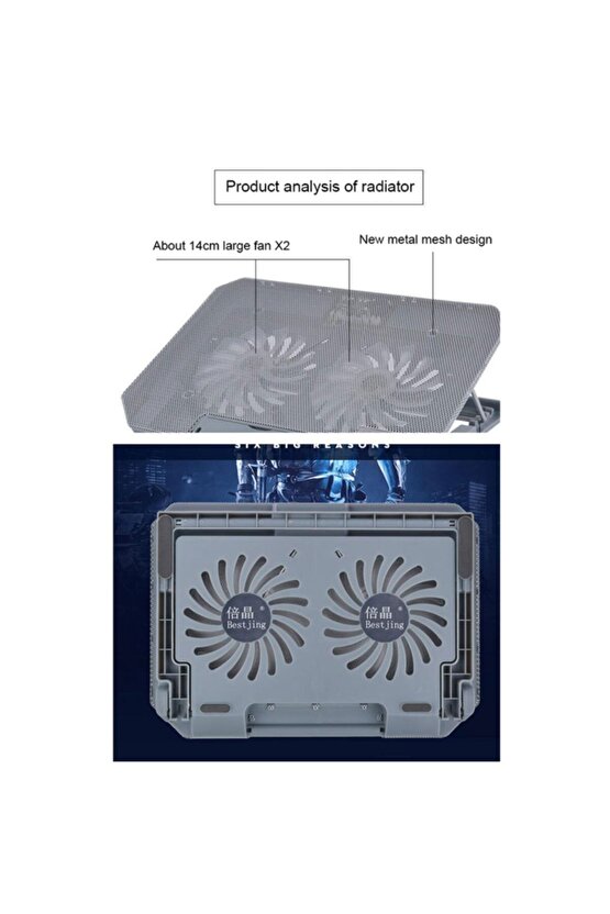 Laptop Soğutucu Fan Cooling Pad Notebook Altlığı Çift Fanlı