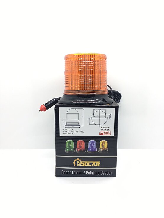 CMSOLAR 12 Volt - 24 Volt Mıknatıslı Kablolu Döner Lamba Büyük Boy