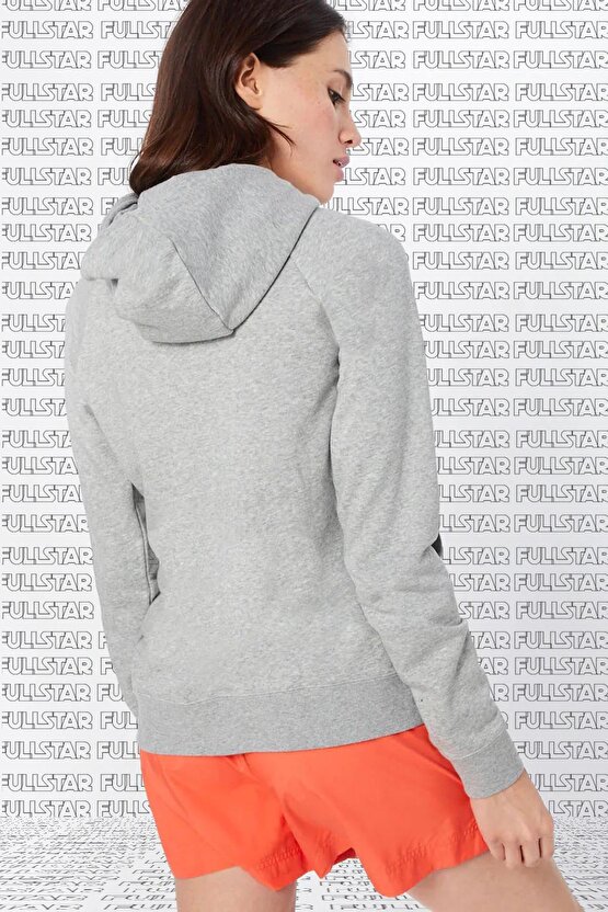 Sportswear Full Zip Gray Hoodie Fermuarlı Kapüşonlu Sweatshirt Gri