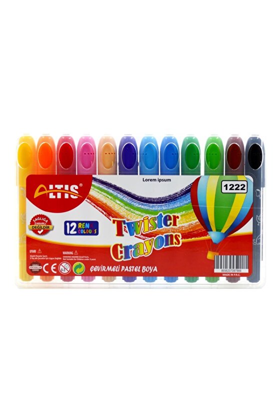 12 Renk Twister Crayons Çevirmeli Jumbo Pastel Boya (1222)
