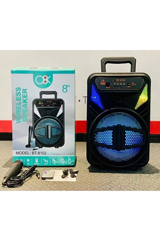 KARAOKE MİKROFONLU BLUETOOTH HOPARLÖR FM RADYO SD KART USB GİRİŞLİ TAŞINABİLİR ŞARJLI SPEAKER