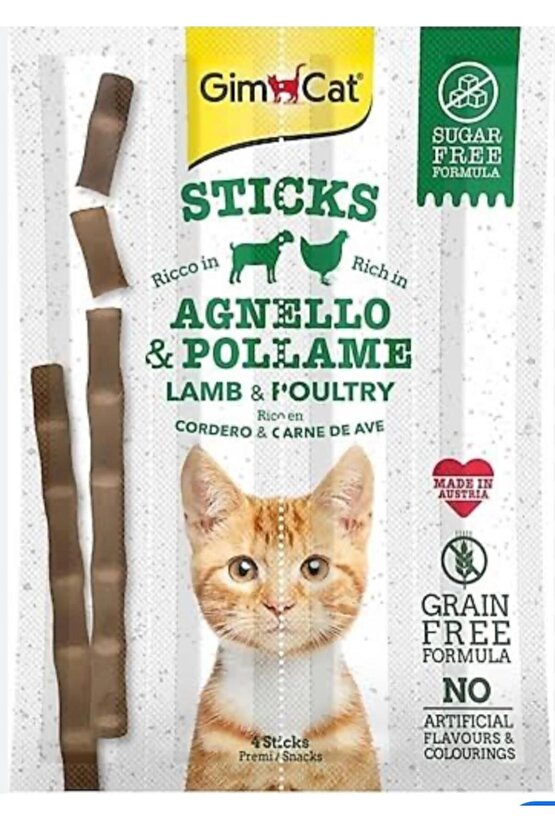 Neo Pet Market GimCat Sticks Kuzu etli Tavuklu TAHILSIZ Kedi Ödül Çubukları 20 gr