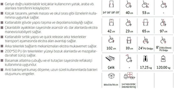 Golfi G-130 Manuel Tekerlekli Sandalye