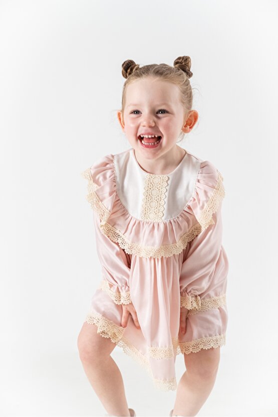 Kız Bebek Elbise Kız Çocuk Elbise Doğum Günü Parti Düğün Elbise Astarlı saten uzun kol