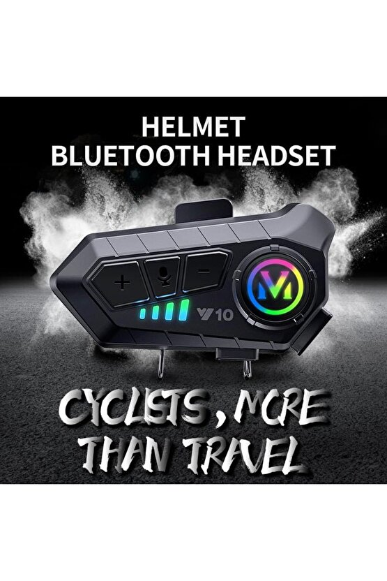 SU GEÇİRMEZ MOTORSİKLET BLUETOOTH KULAKLIK RGB IŞIKLI OTOMATİK CEVAPLAMA MİKROFONLU KASK İNTERCOM