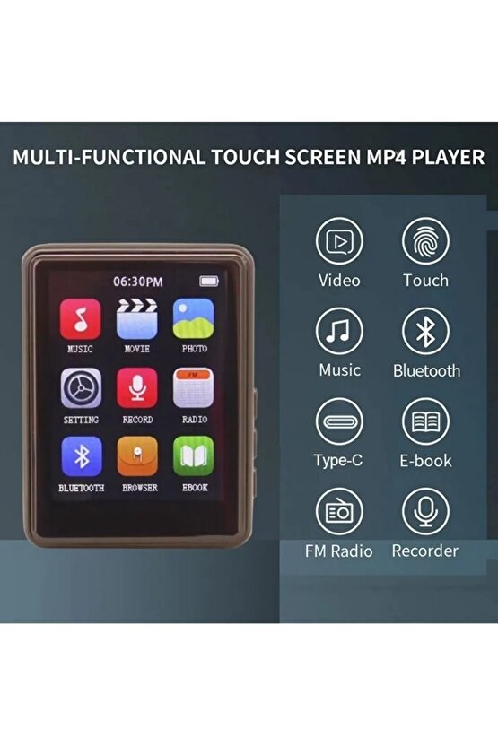 Dokunmatik Ekranlı Bluetooth Lu Mp3 Mp4 Player Dahili Hoparlör Müzik Çalar 4gb Hafızalı Mp Player