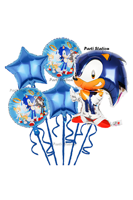 Tilki Sonic Boom Yıldız Balonlu Konsept Doğum Günü Parti Balon Set Sonic Tema Parti Balon Set
