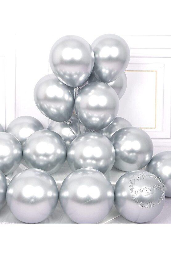 Gümüş Krom Balon Parlak Gümüş Renkli Balon Yüksek Kaliteli Mirror Aynalı Balon 30cm 10 Adet