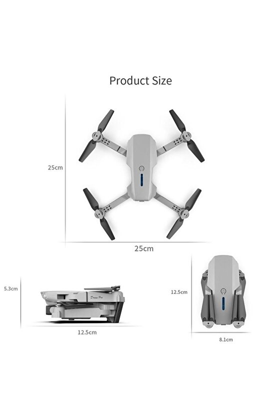 Çift Kameralı Drone Led Işıklı Wifi App Ve Uzaktan Kumanda Kontrollü Quadcopter Katlanabilir Şarjlı