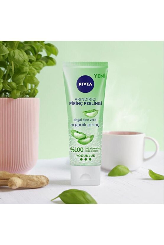 Arındırıcı Organik Pirinç Peeling 75ml, Aloe Vera, Yağlı ve Karma Cilt Tipleri, Gözenek Temizleyici