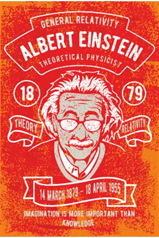 Albert Einstein Retro Bintage Ahşap Poster