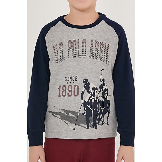 U.S. Polo Assn. U.s. Polo Assn Cute Gri Erkek Çocuk Uzun Kol Pijama Takım